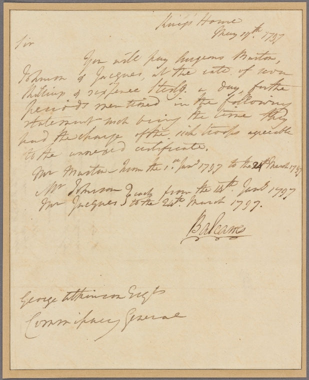 Letter to George Atkinson, Commissary General