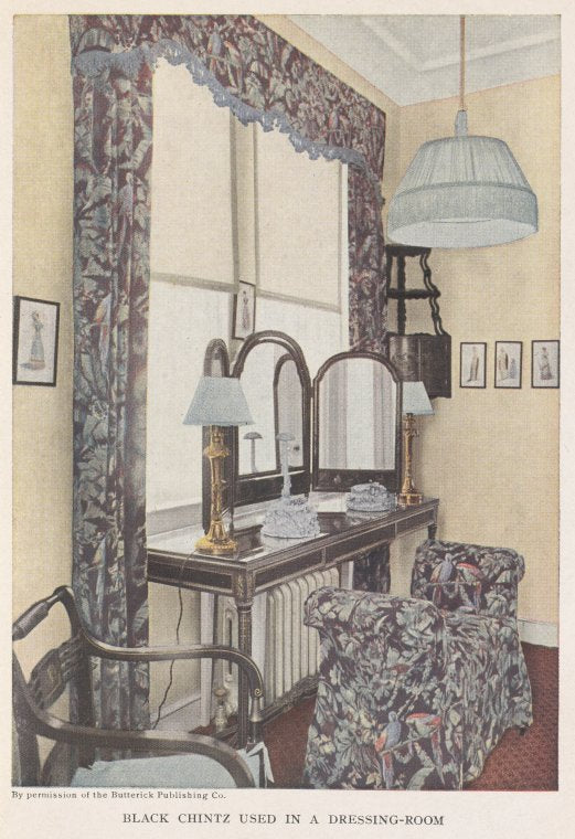 Black chintz used in a dressing-room