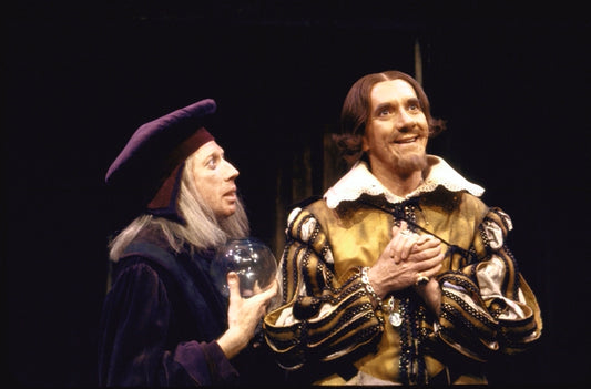 Actors (L-R) Michael O'Sullivan & Lee Goodman in a scene fr. the Repertory Theater of Lincoln Center's production of the play "The Alchemist." (New York)