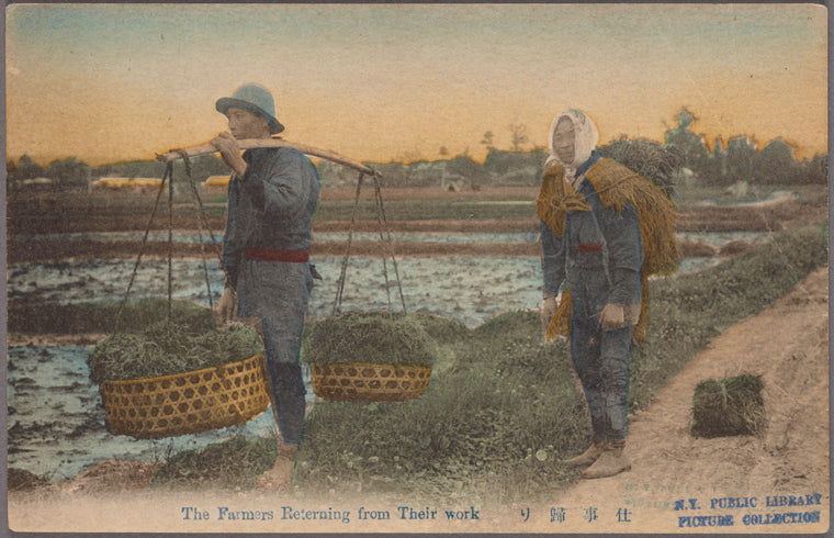 The farmers reterning [i.e., returning] from their work.