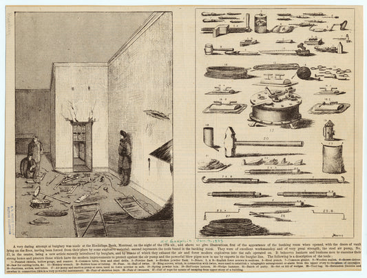 Aftermath of a bank robbery, Montreal, Canada ; Tools found in the bank