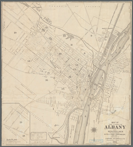 Map of the Cities of Albany and Rensselaer and portions of Bath and East Greenbush, New York