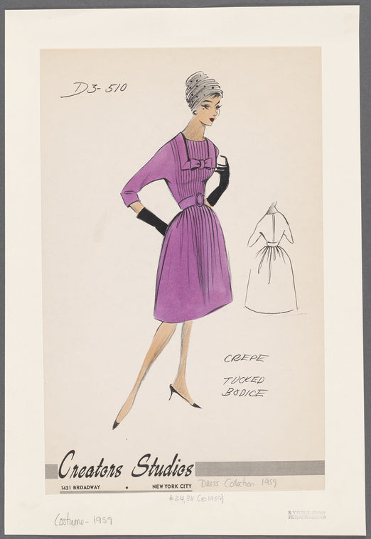 Crepe dress with tucked bodice