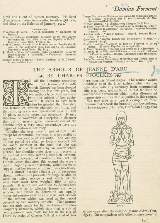 Jeanne d'Arc. -- Armor & portraits in armor.