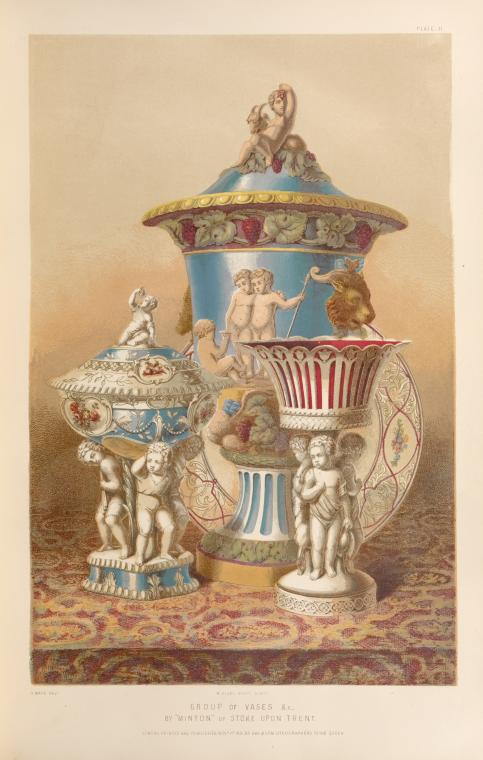 Group of vases &c., by "Minton" of Stoke upon Trent.