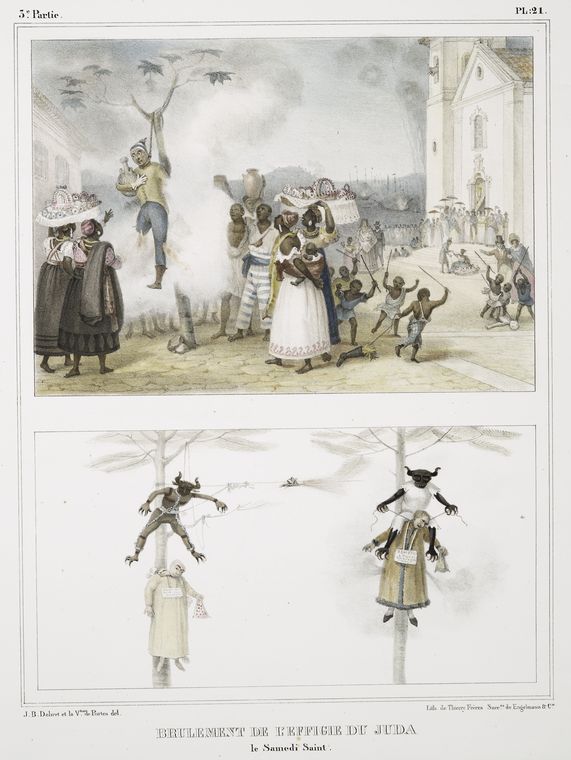 Brûlement de l'effigie du Juda, le samedi saint.