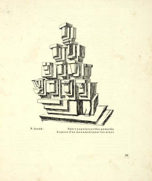 P. Janák: Náčrt popelnicového pomníku = Esquise d'un monument pour les urnes