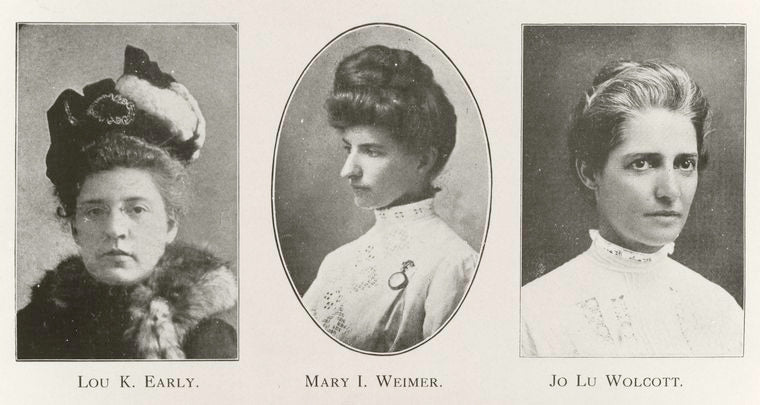 Lou K. Early. ; Mary I. Weimer. ; Jo Lu Wolcott.