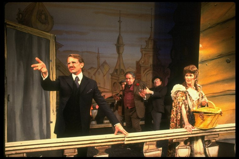 Actors (L-R) Rene Auberjonois, Jack Weston, Joseph Leon & Julie Harris in a scene fr. the  Broadway play "Break A Leg." (New York)