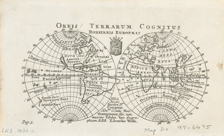 Orbis terrarum cognitus hodiernis Europaeis.