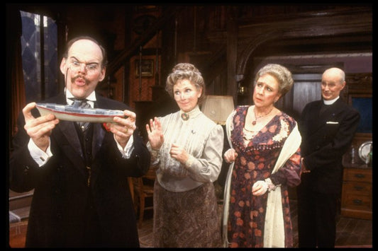 Actors (L-R) Michael John McGann, Marion Ross, Jean Stapleton & John Eames in a scene fr. the replacement cast of the Broadway revival of "Arsenic and Old Lace." (New York)